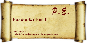 Pozderka Emil névjegykártya